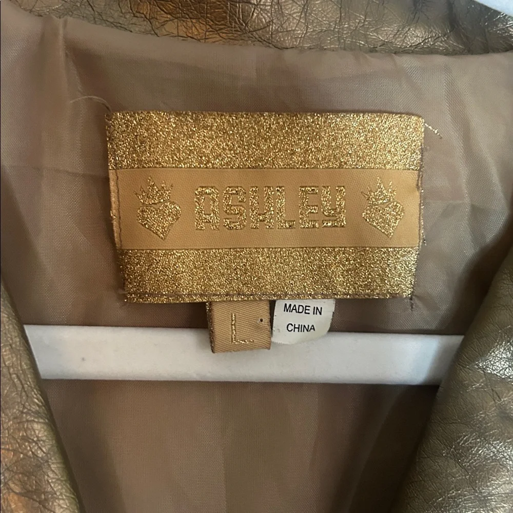 Vintage Gold Faux Leather Jacket - Picture 3 of 6